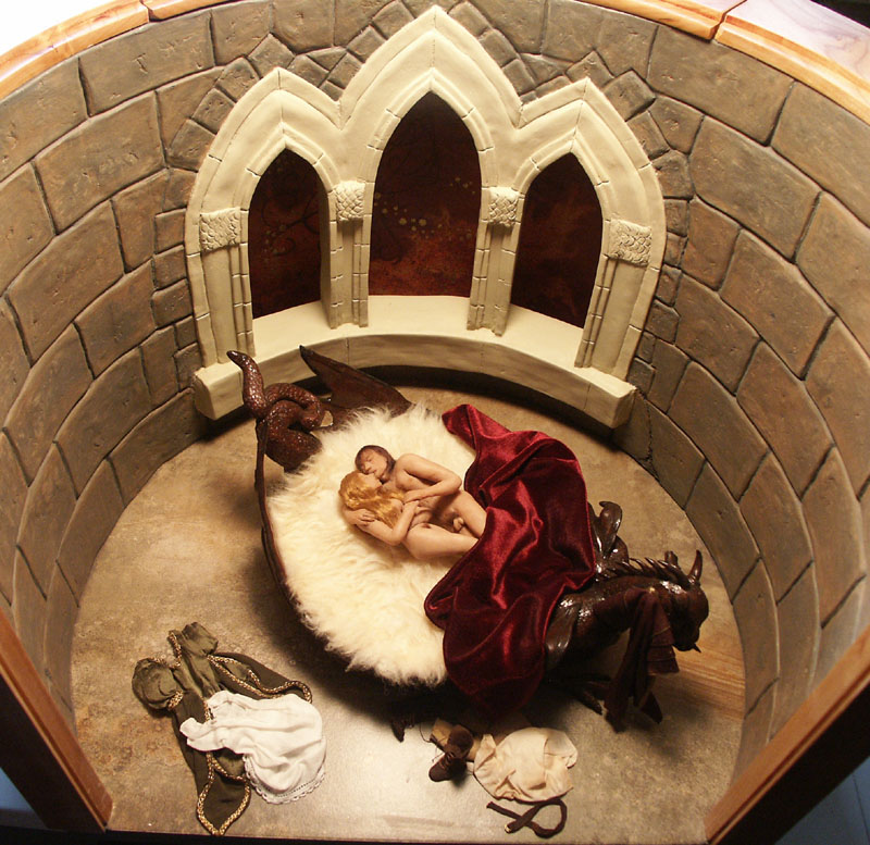 Medieval Castle Lovers And Dragon Bed Room