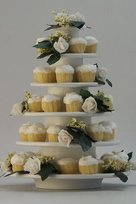 White Rose Wedding Cupcake Tower 1:12 Miniature