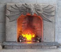 Dragon Fireplace with roaring fire